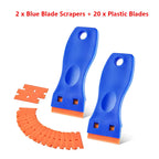 Plastic Razor Blade Scrapers Glue Remover (2 Pieces)  with 20 plastic bladed