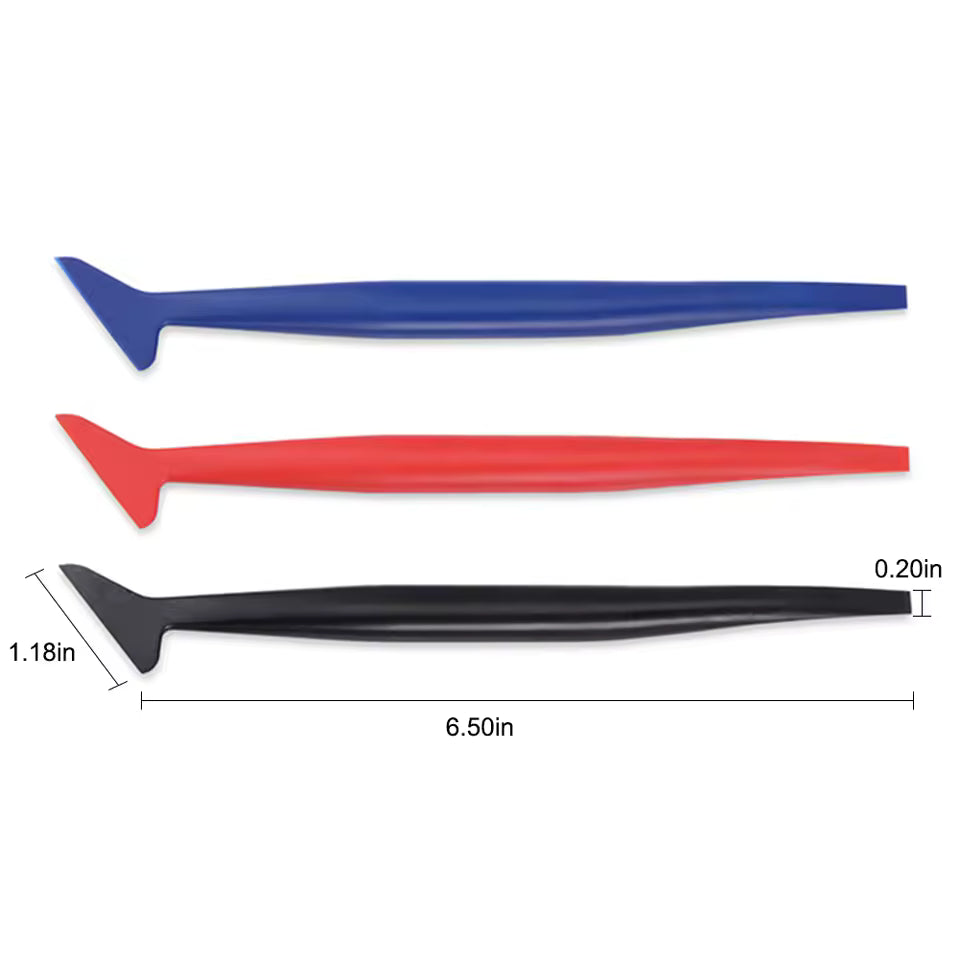 Vinyl Car Wrapping Flexible Micro Squeegee Curves Slot Tint Tool Set 3 in 1 with Different Hardness for Installing Vehicle Wraps and Auto Stickers