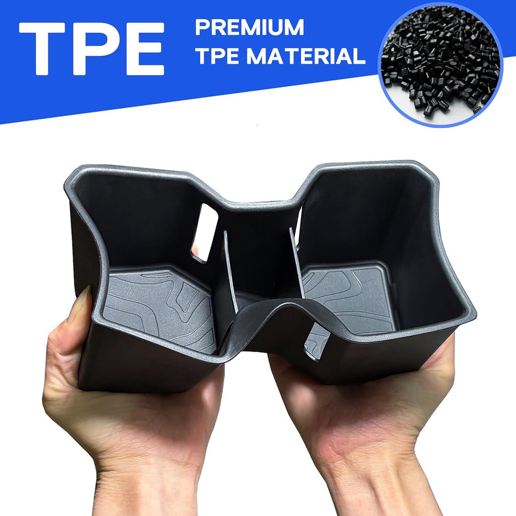 Center Console Cup Holder Inserts for 2024–2026 Toyota Tacoma Accessories – Middle Console & Rear Armrest Cup Holders, Non-Slip TPE Drink Holder Protectors & Organizers, Black (2-Piece Set)