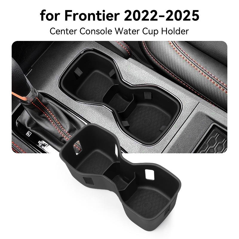 2022–2026 Nissan Frontier – Middle Console and Armrest Front Cup Holder Accessories, Non-Slip Drink Stopper Organizer