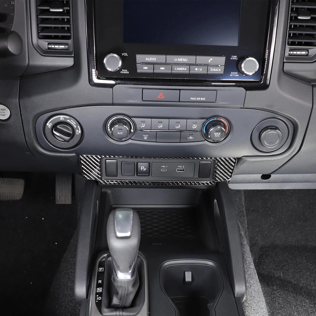 For Nissan Frontier 2022 - 2024 ABS Carbon Fiber Center Button USB Panel Cover Trim