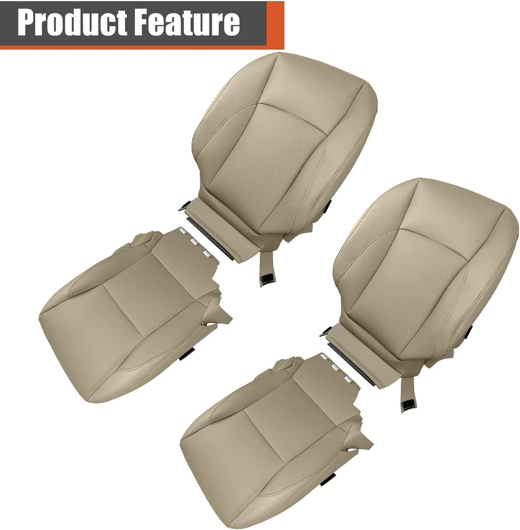 Driver & Passenger Perforated Leather Seat Cover Tan For Lexus 2007-2012 ES350