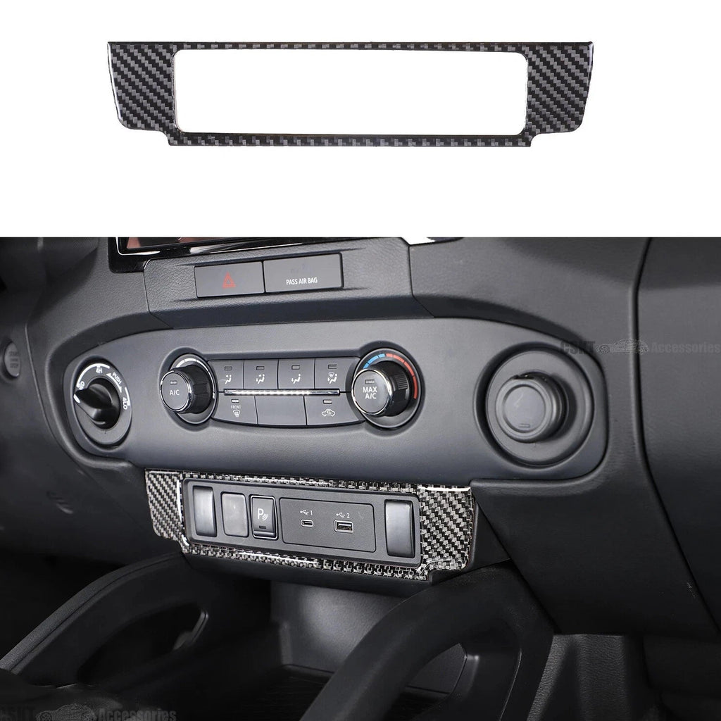 For Nissan Frontier 2022 - 2024 ABS Carbon Fiber Center Button USB Panel Cover Trim