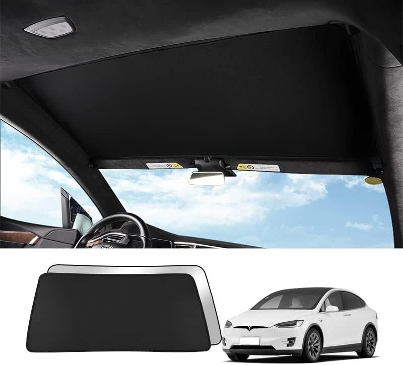 Tesla Model X Front Shading Net Glass Roof Sunshade- After 2022, the installation of this sunshade net will block the camera button,