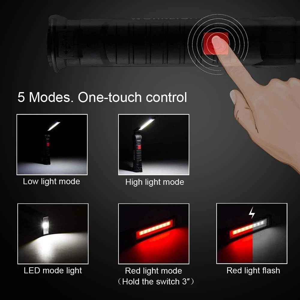 2Pack LED Work Lights, USB Rechargeable COB Light with Magnetic Base 360°Rotate
