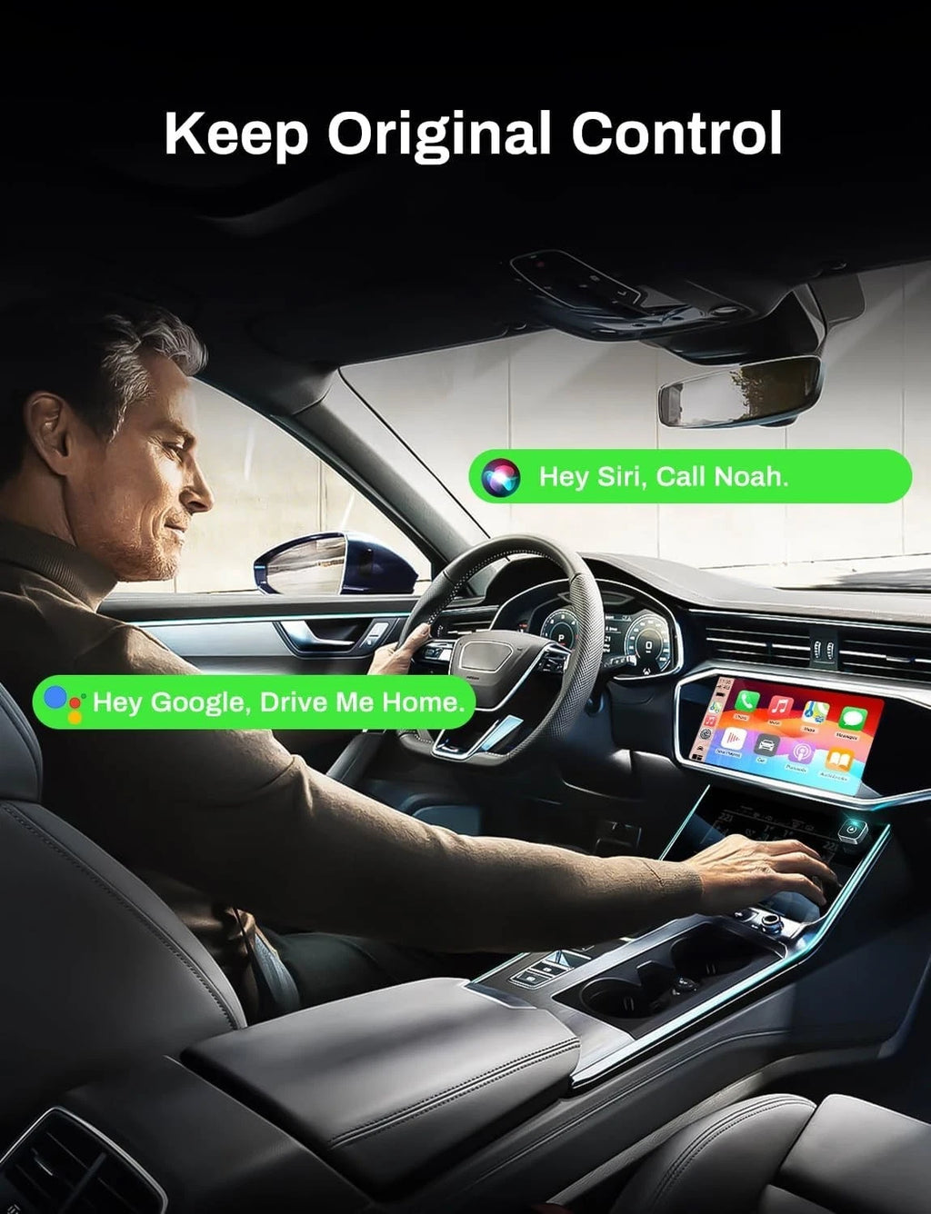 2-in-1 Wireless CarPlay Adapter 2026 Support Apple CarPlay & Android Auto