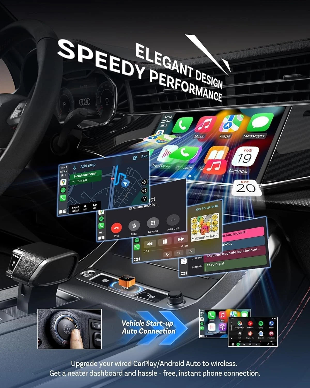 2026 Aimoon Mini Wireless CarPlay Adapter Upgrade Wired to Wireless for CarPlay