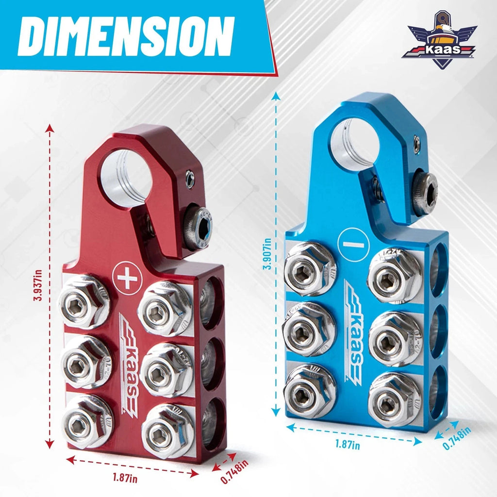 Kaas Battery Terminal Connectors, Colored Anode Top Post Terminal
