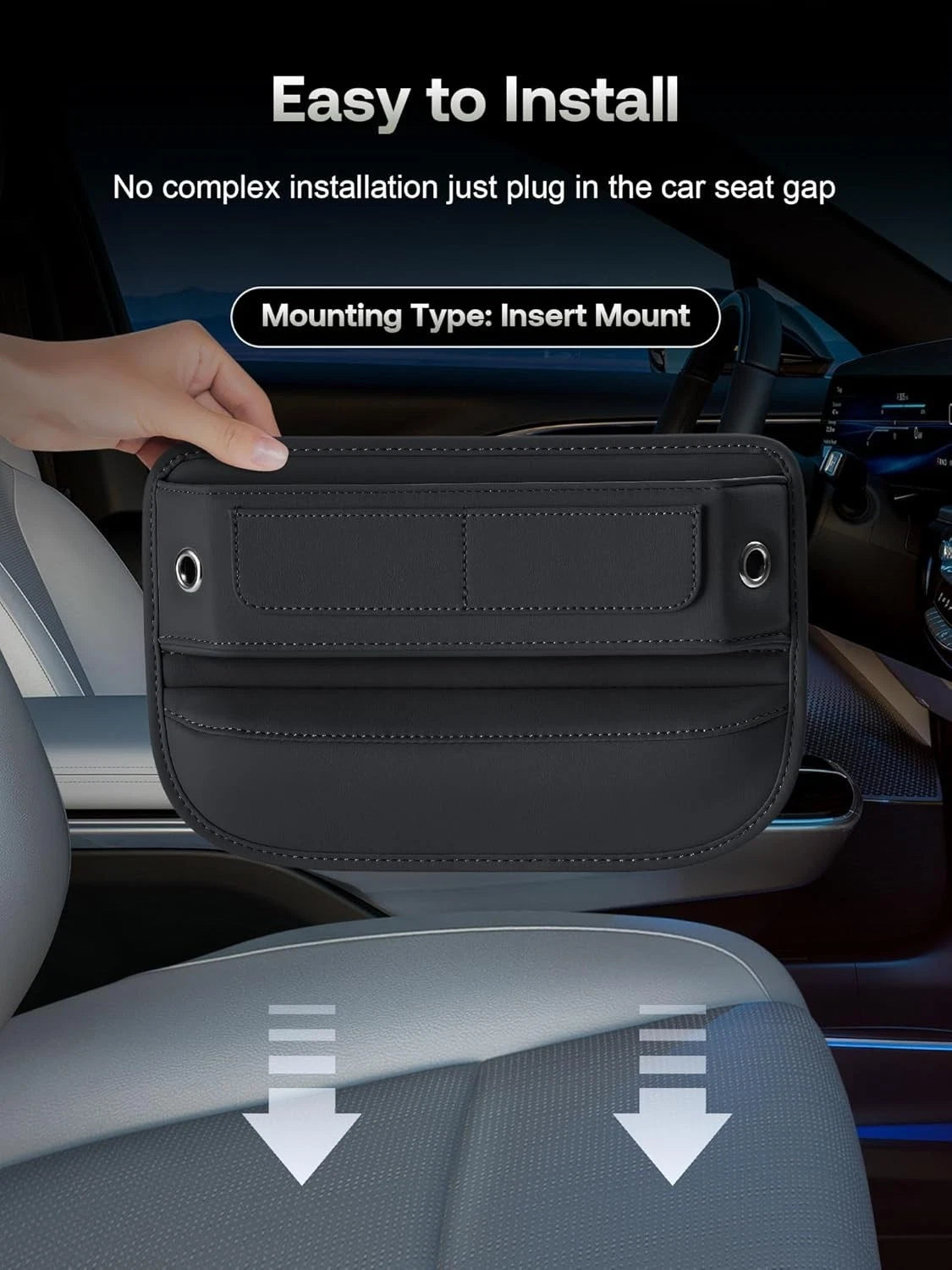 Car Seat Gap Filler Organizer, 02 Black, 2 Pack