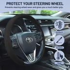 Ernica Suede Steering Wheel Cover, Universal 15 Inch Car Black