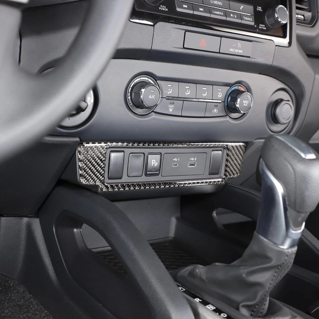 For Nissan Frontier 2022 - 2024 ABS Carbon Fiber Center Button USB Panel Cover Trim