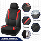 Skechers Memory Foam Car Seat Covers Two Front, Black and Red