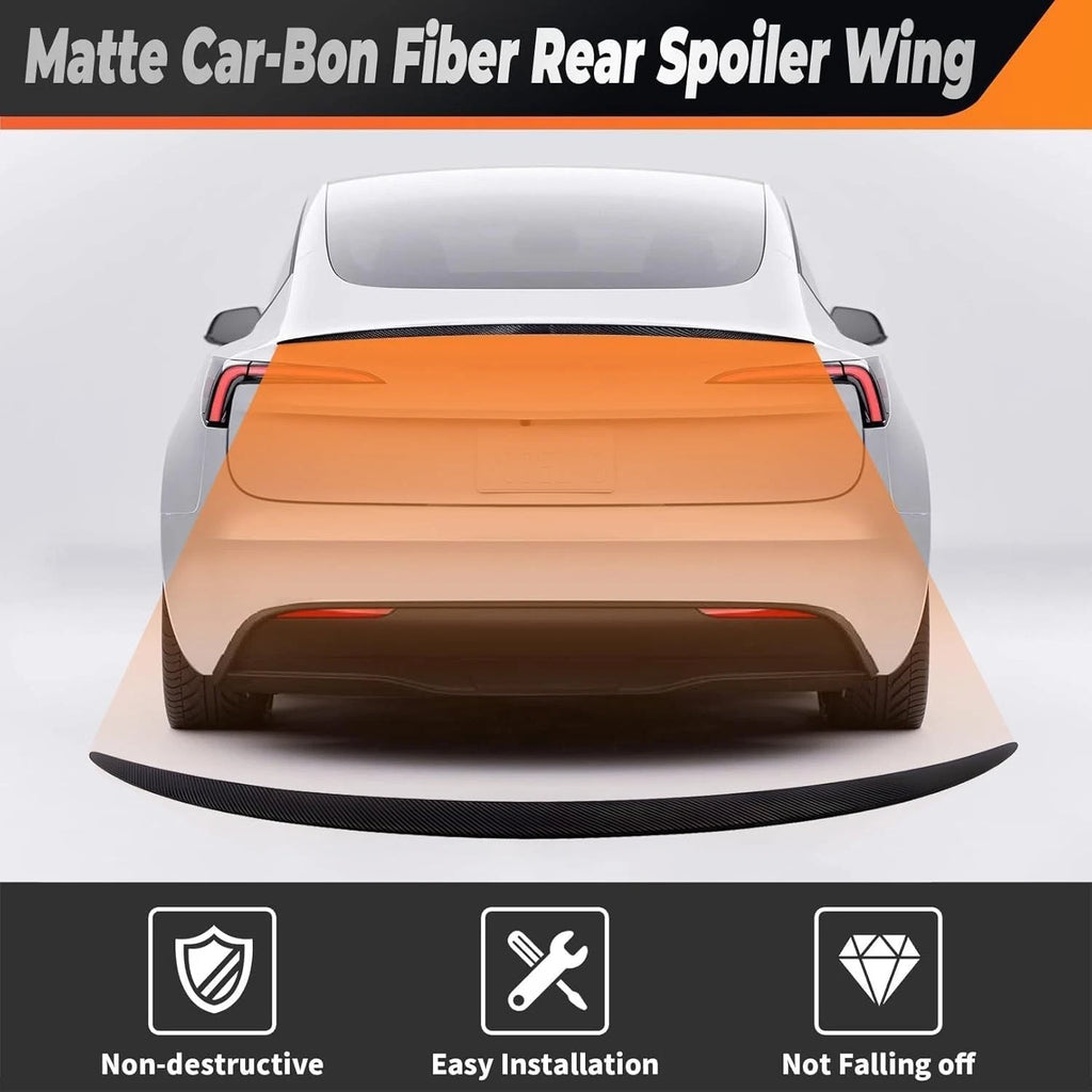 2017-2023  Tesla Model 3 Rear Spoiler Wing/Reat Lip ABS Matte Carbon fiber