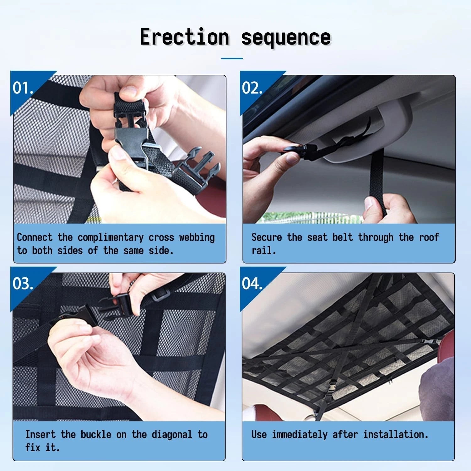 Universal Car Truck Interior Ceiling Net Roof Storage Cargo Mesh Organizer