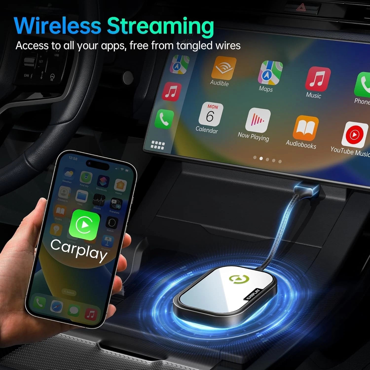 CarEase Wireless Android Auto and Apple CarPlay.  From wired to wireless