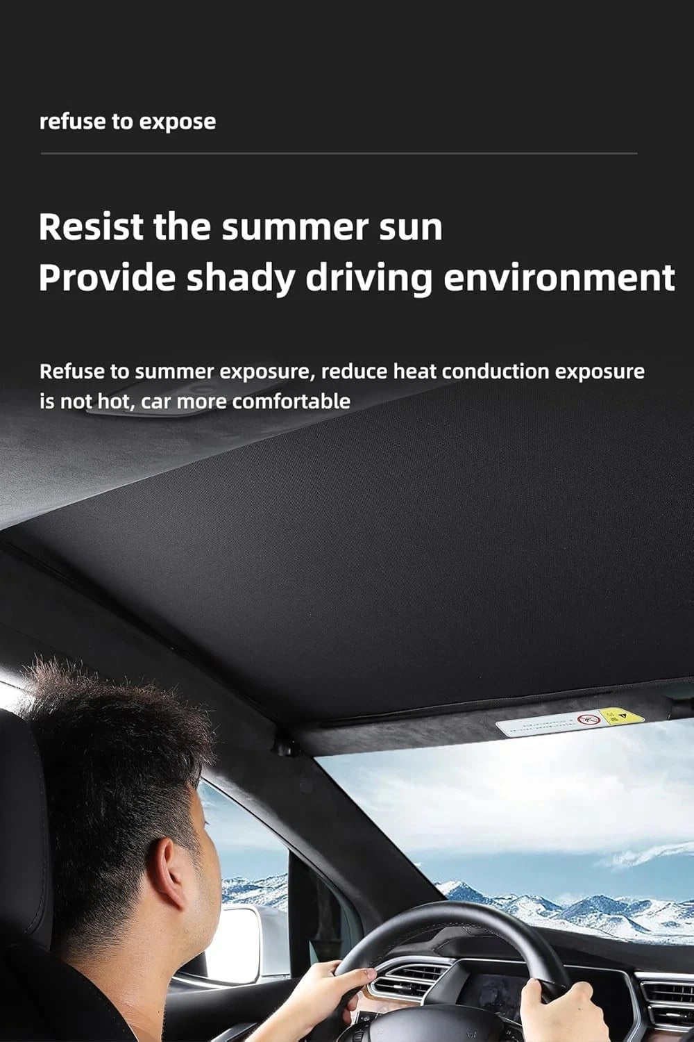 Tesla Model X Front Shading Net Glass Roof Sunshade- After 2022, the installation of this sunshade net will block the camera button,