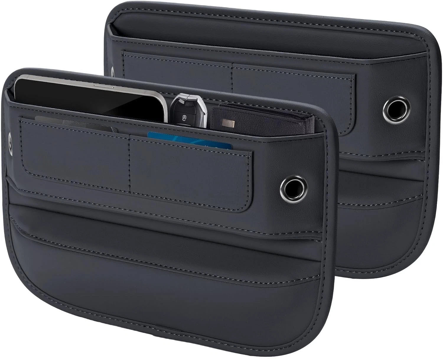 Car Seat Gap Filler Organizer, 02 Black, 2 Pack