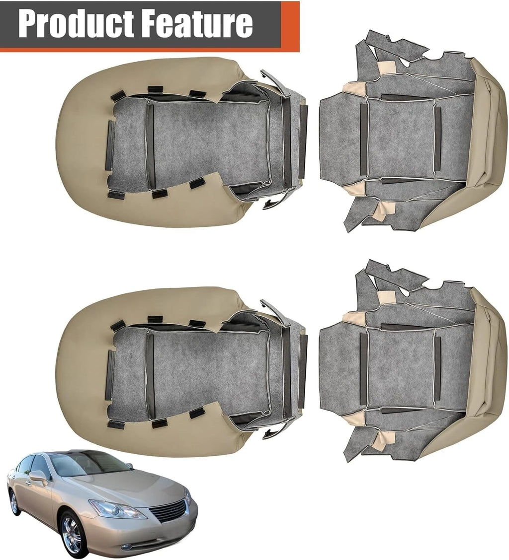 Driver & Passenger Perforated Leather Seat Cover Tan For Lexus 2007-2012 ES350