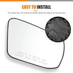 2013-2018 For Altima Nissan Mirror Glass Passenger Side with Backing Plate