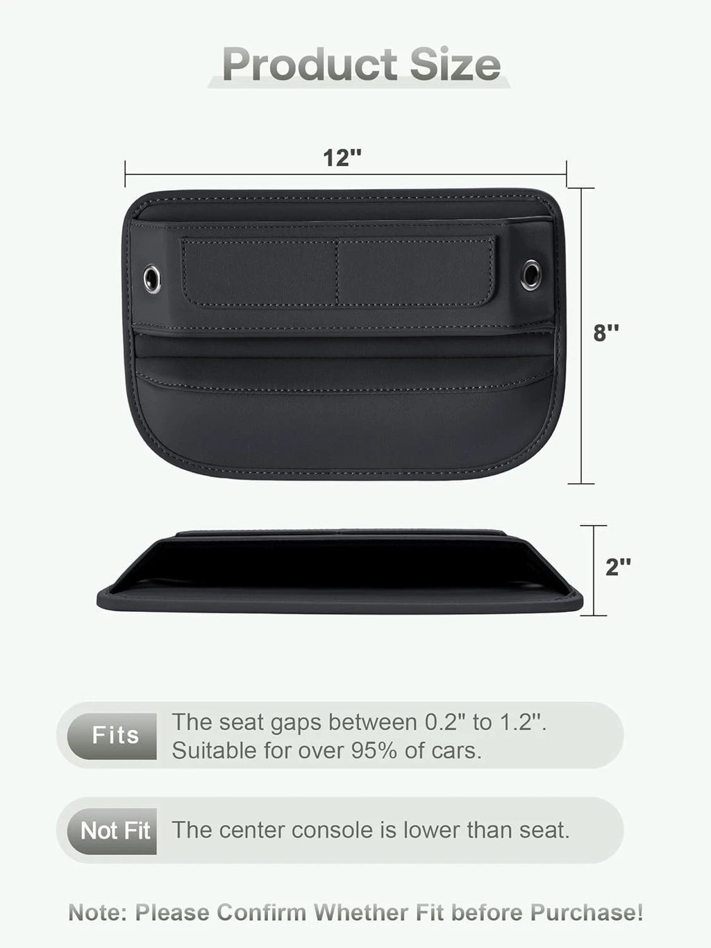 Car Seat Gap Filler Organizer, 02 Black, 2 Pack
