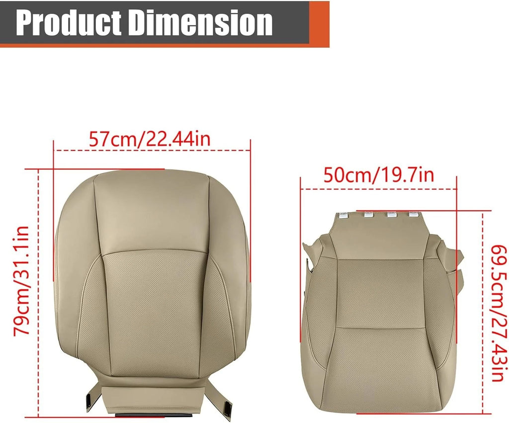 Driver & Passenger Perforated Leather Seat Cover Tan For Lexus 2007-2012 ES350