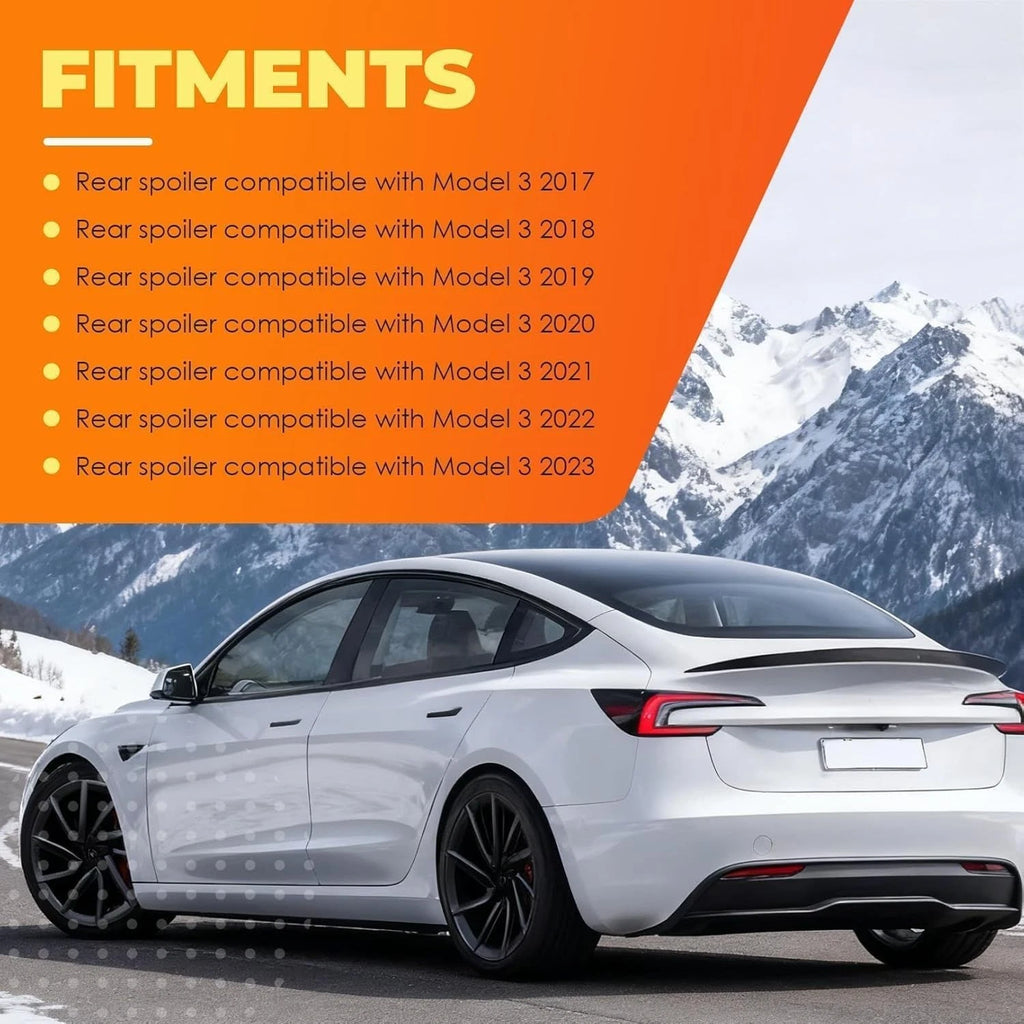 2017-2023  Tesla Model 3 Rear Spoiler Wing/Reat Lip ABS Matte Carbon fiber