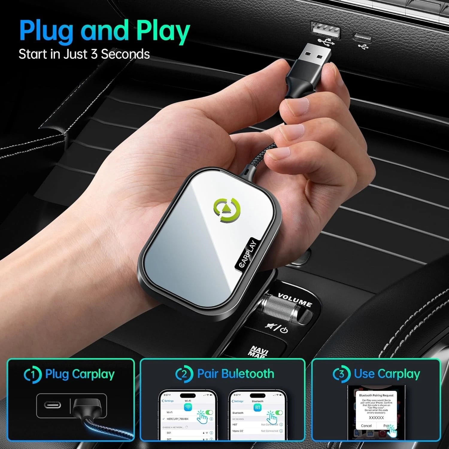 CarEase Wireless Android Auto and Apple CarPlay.  From wired to wireless