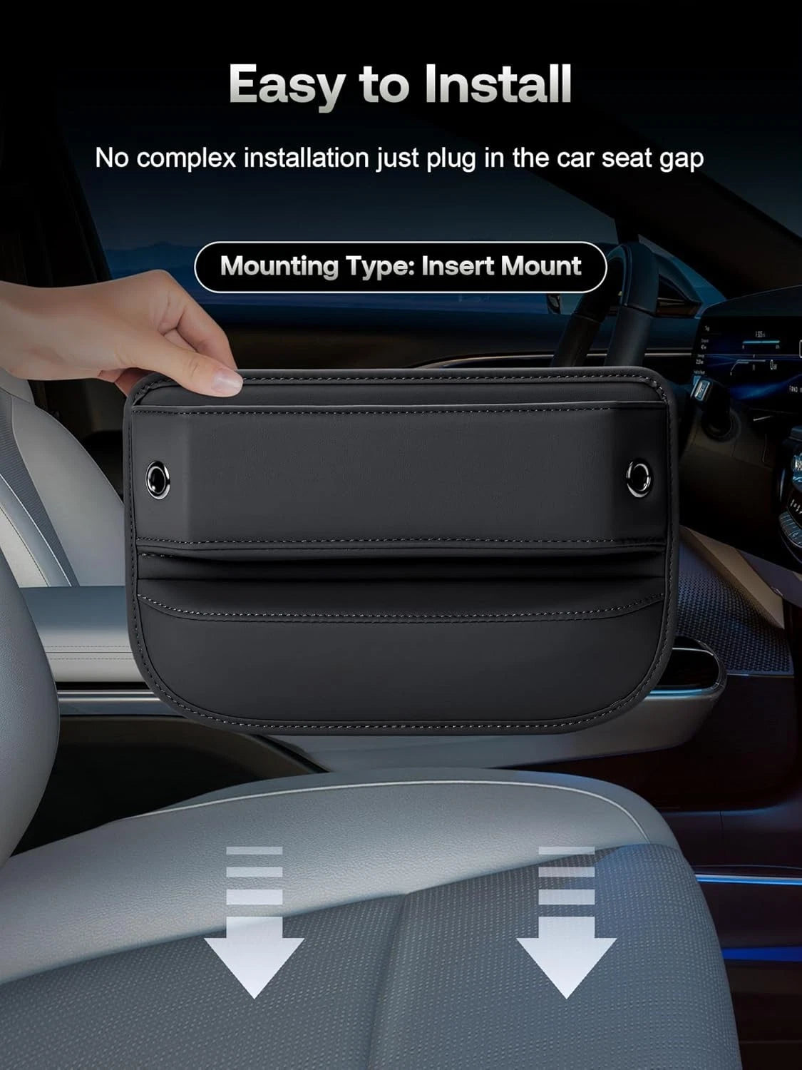 Car Seat Gap Filler Premium Leather Organizer for Car SUV Truck 1 PC