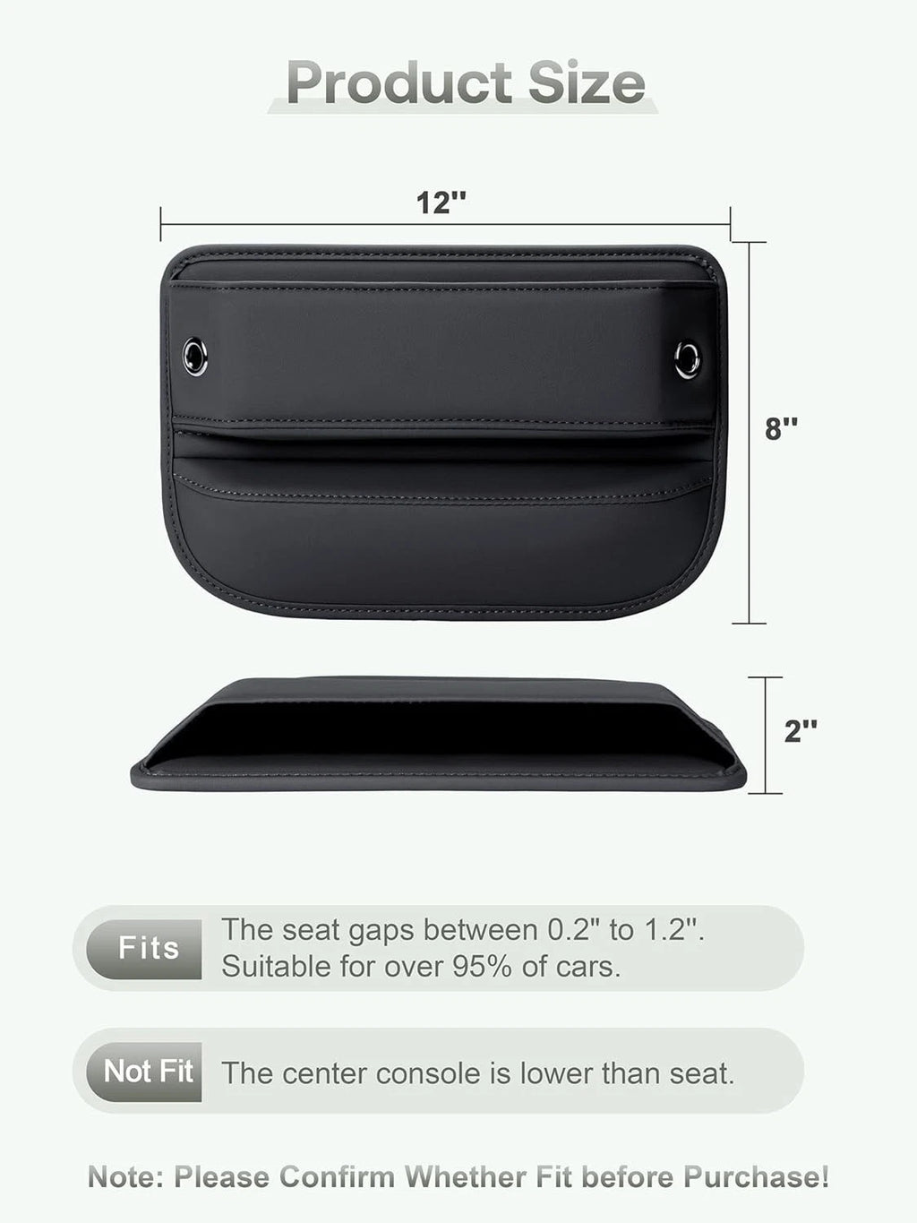 Car Seat Gap Filler Premium Leather Organizer for Car SUV Truck 1 PC