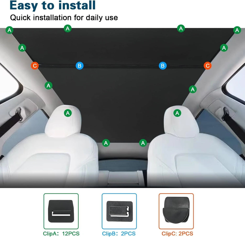 2024-2021 Tesla Model 3 / 2024-2020 Telsa Y Glass Sunroof Sunshade