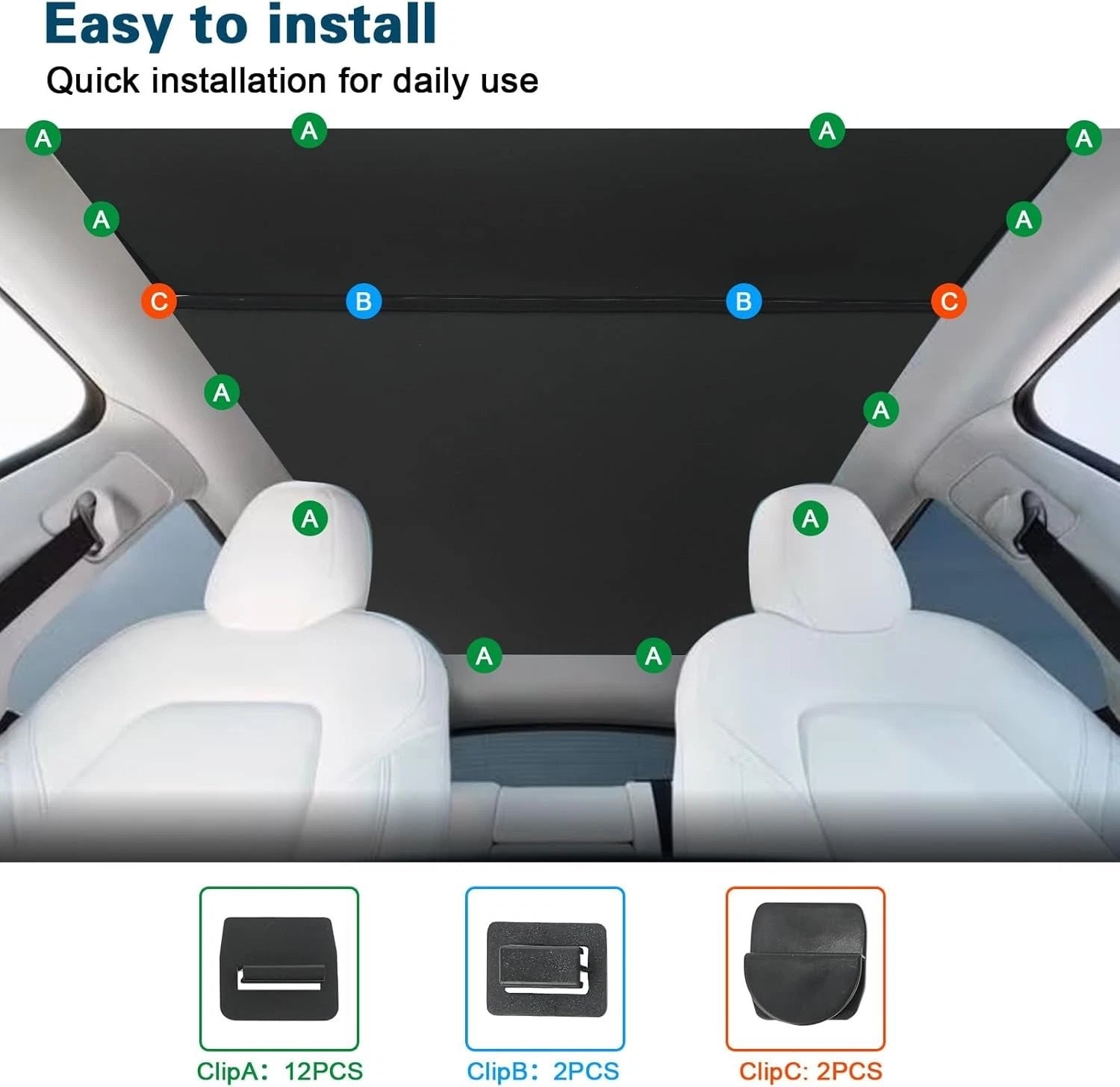2024-2021 Tesla Model 3 / 2024-2020 Telsa Y Glass Sunroof Sunshade