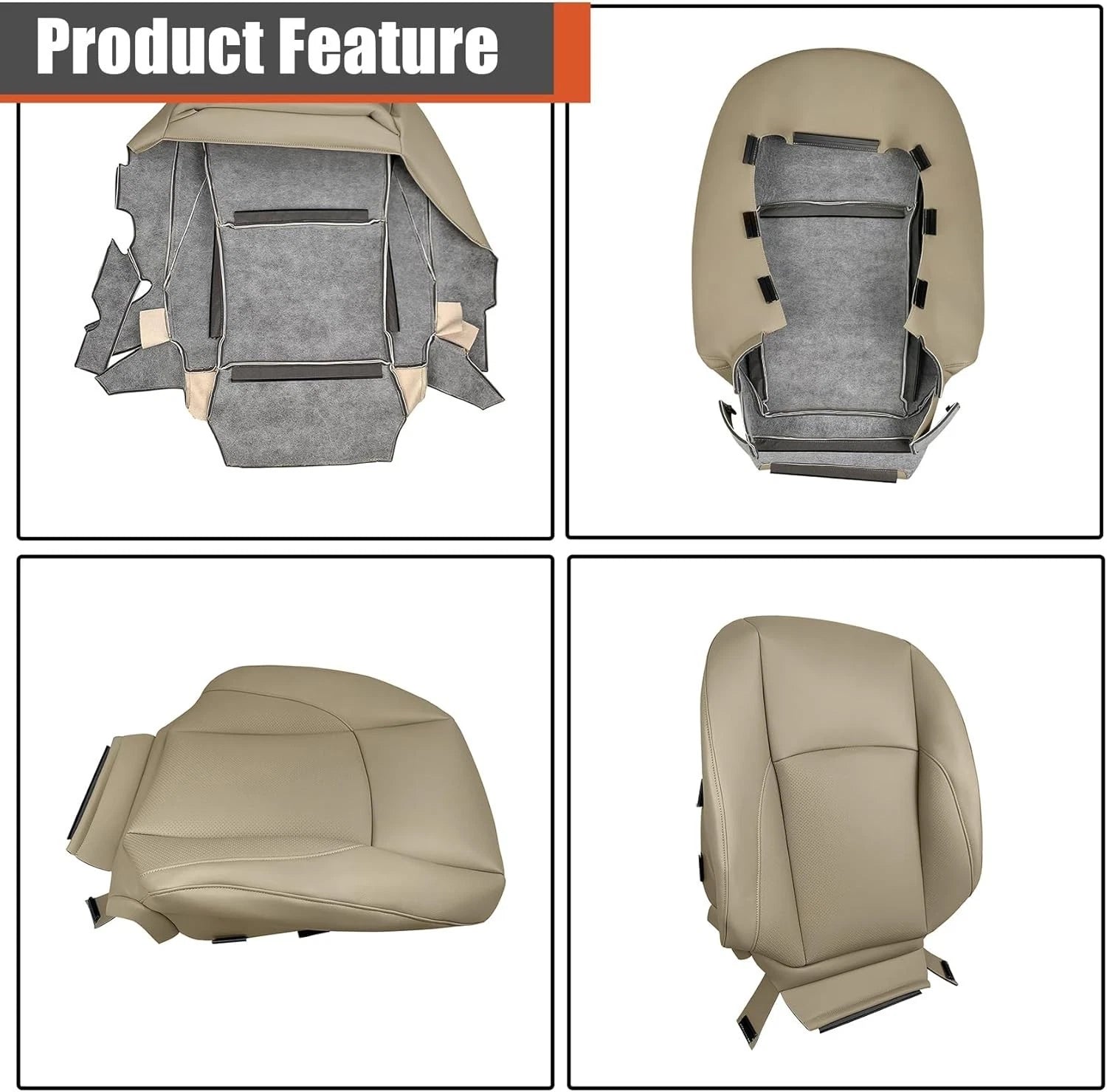 Driver & Passenger Perforated Leather Seat Cover Tan For Lexus 2007-2012 ES350