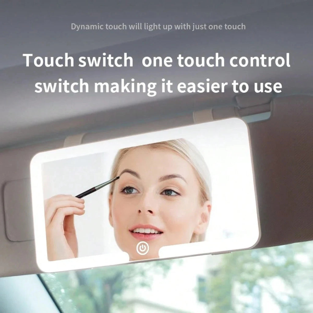 LED Car Sun Visor Makeup Mirror Rechargeable HD Vanity Light Universal