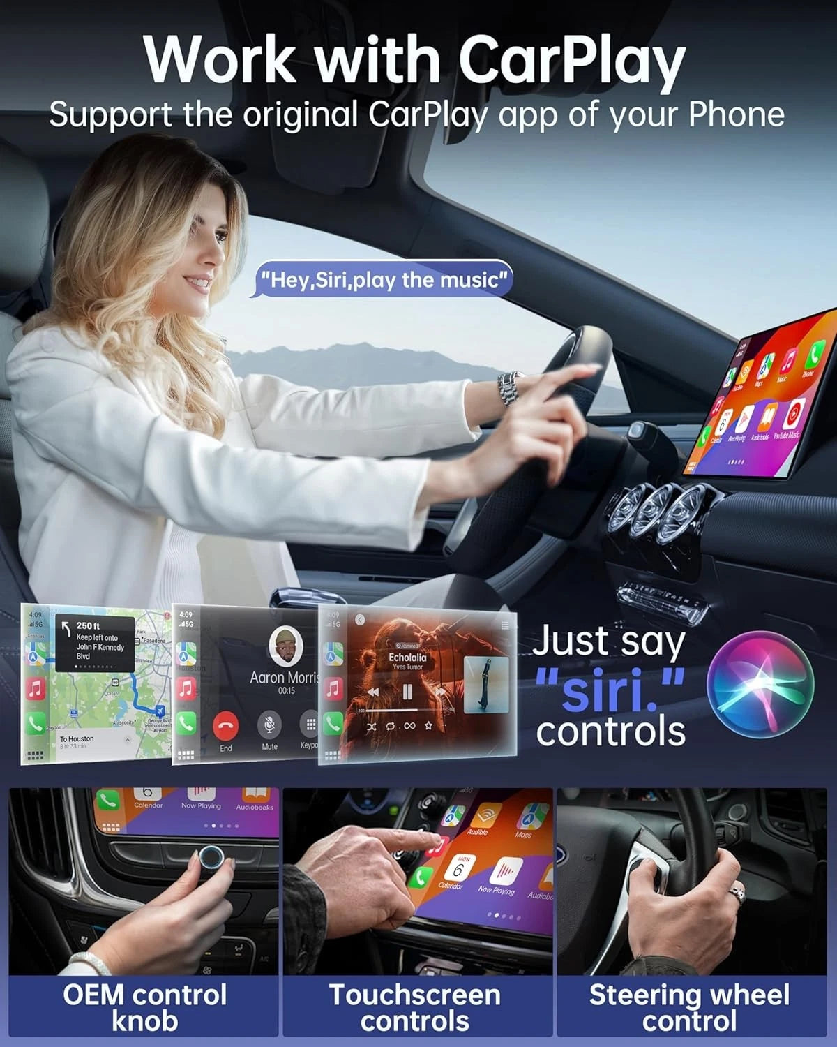 Luckymore Wireless Carplay Adapter, Converts Wired to Wireless Carplay - Grey