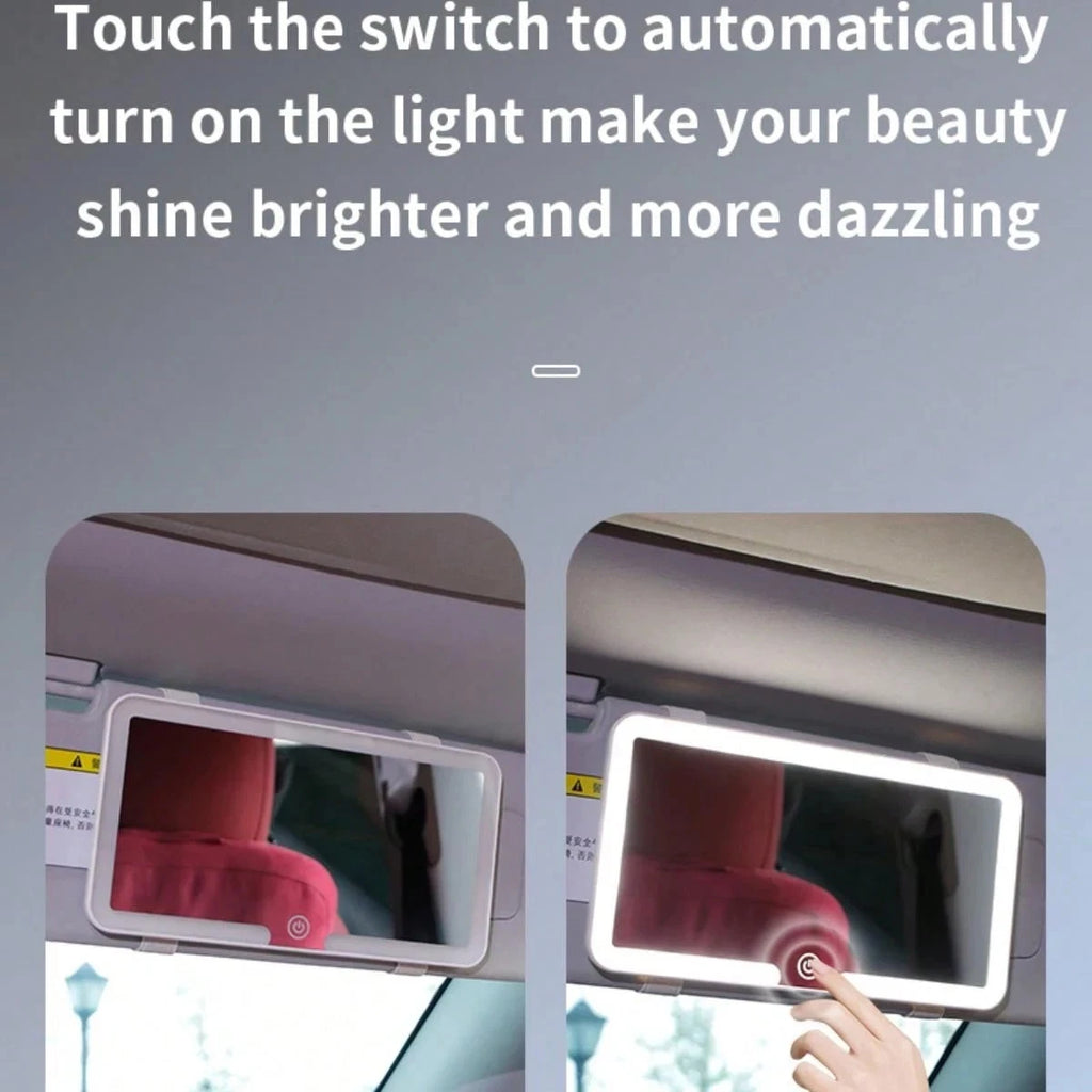 LED Car Sun Visor Makeup Mirror Rechargeable HD Vanity Light Universal