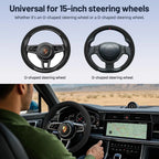 Ernica Suede Steering Wheel Cover, Universal 15 Inch Car Black