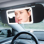 LED Car Sun Visor Makeup Mirror Rechargeable HD Vanity Light Universal