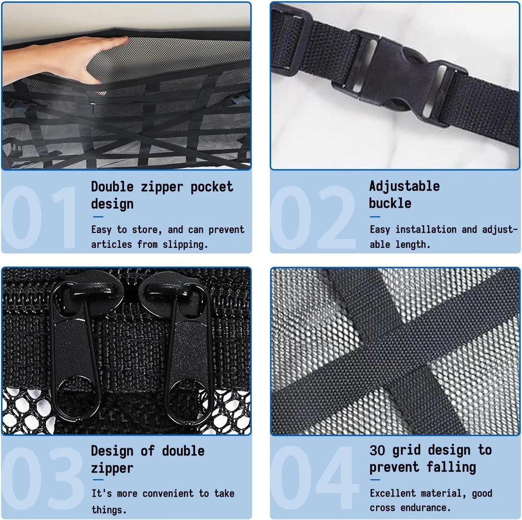 Universal Car Truck Interior Ceiling Net Roof Storage Cargo Mesh Organizer