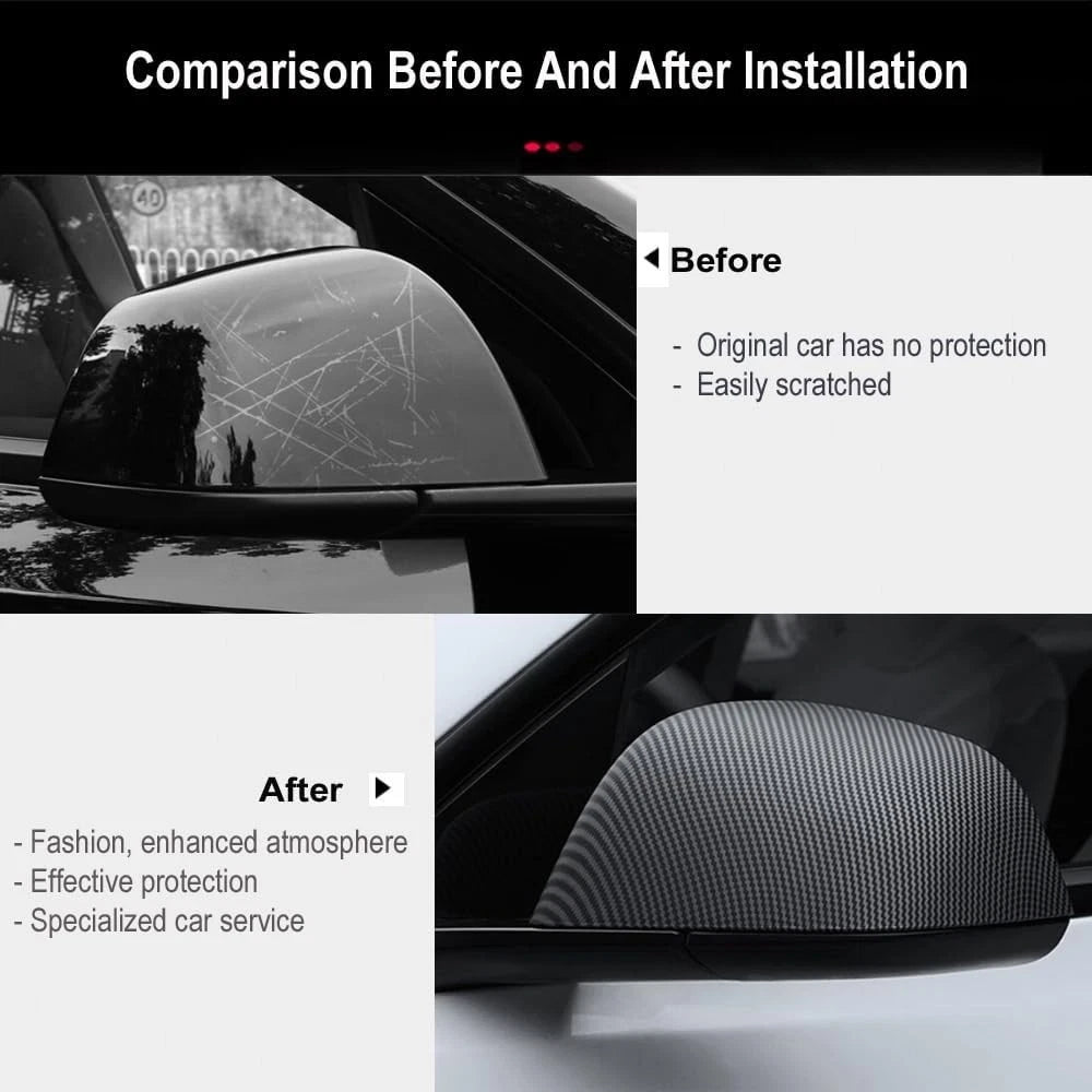 2017-2023 Tesla Model 3 Add-on ABS Matte Carbon Fiber Side Mirror Covers Cap