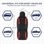 Skechers Memory Foam Car Seat Covers Two Front, Black and Red