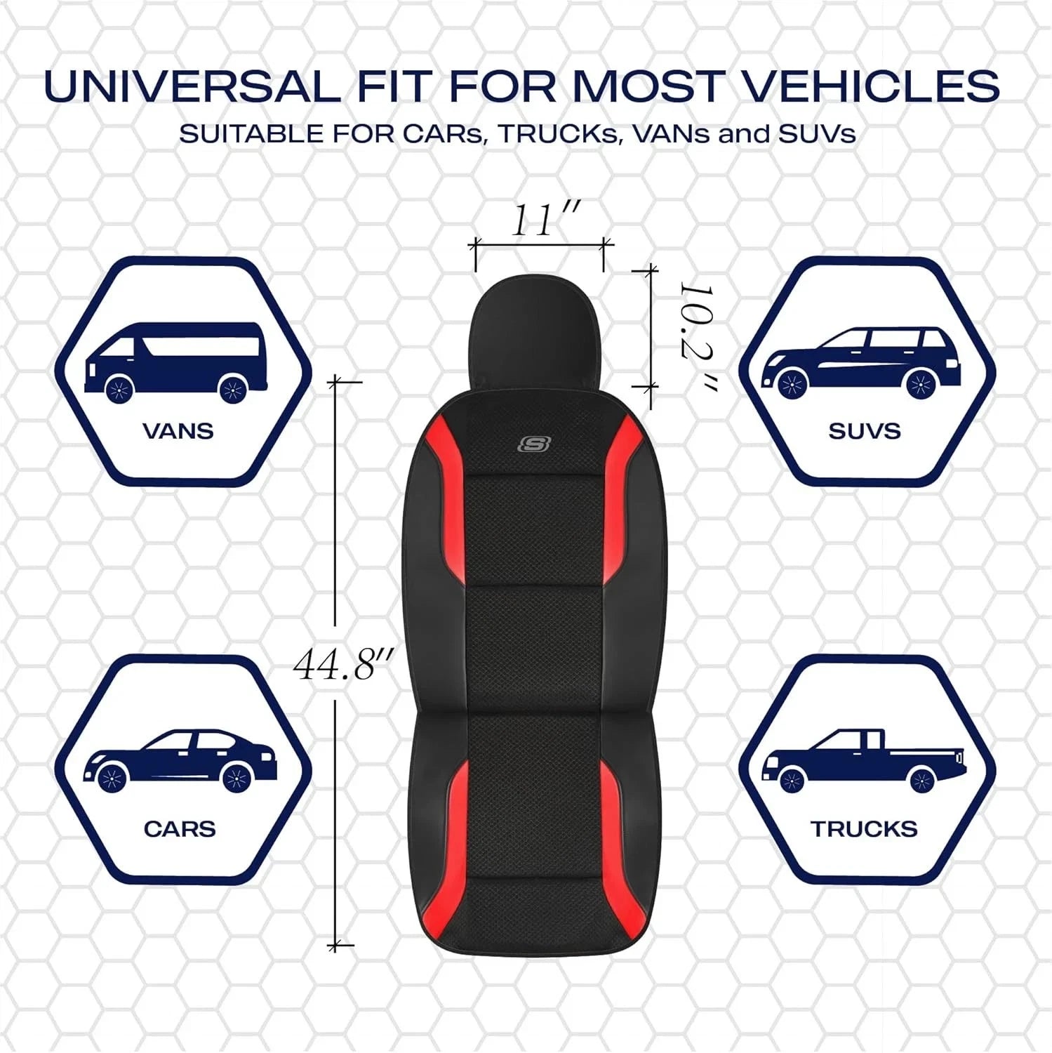 Skechers Memory Foam Car Seat Covers Two Front, Black and Red