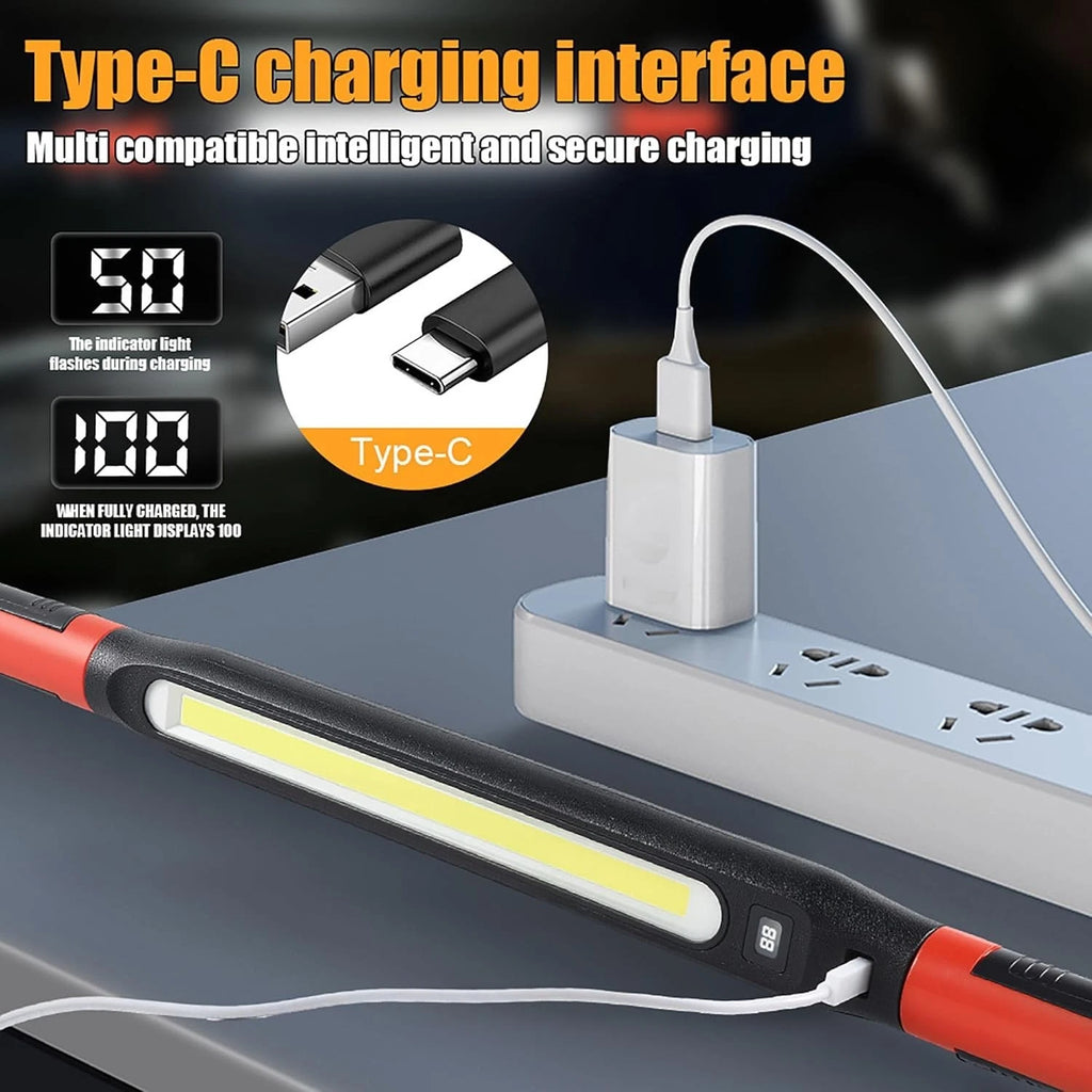 Under Hood Work Light Bar LED Magnetic Light with Hooks Cordless Rechargeable