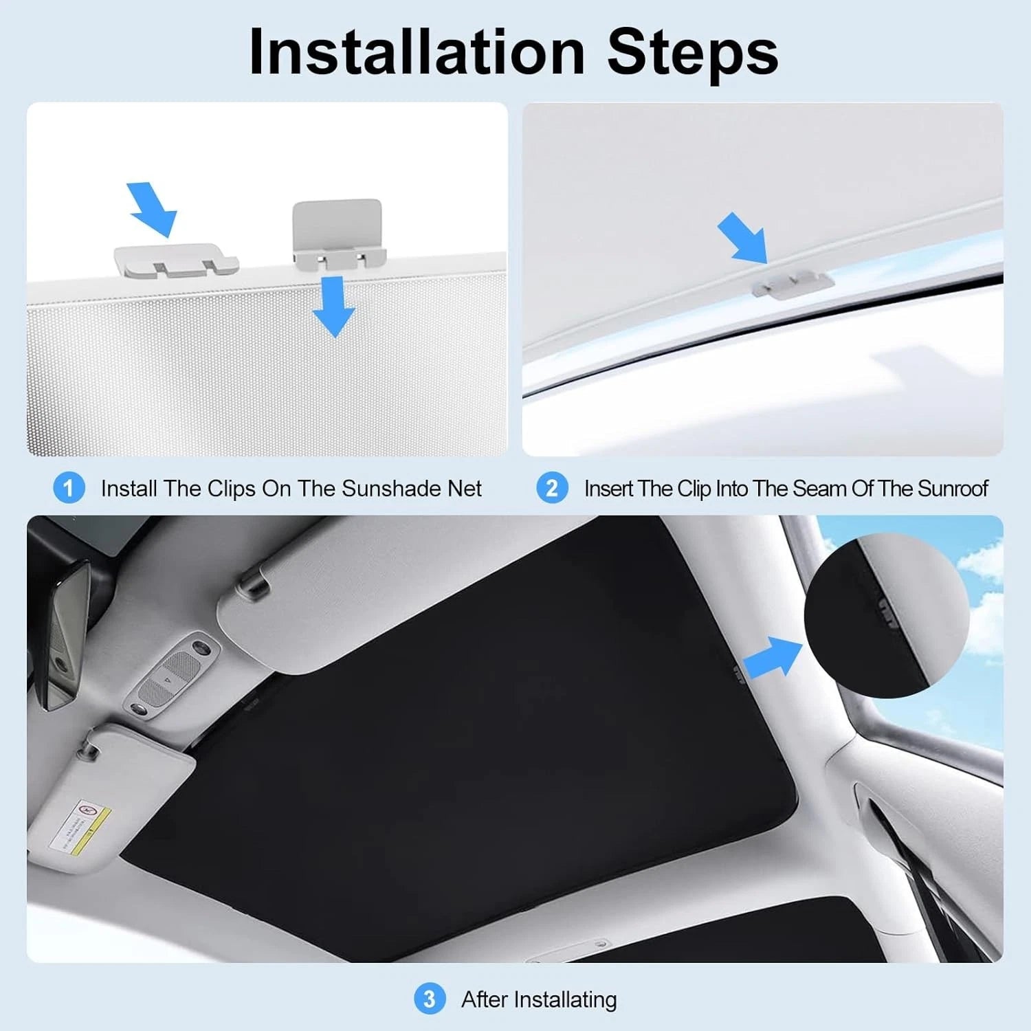 Tesla Model X Front Shading Net Glass Roof Sunshade- After 2022, the installation of this sunshade net will block the camera button,