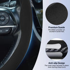 Ernica Suede Steering Wheel Cover, Universal 15 Inch Car Black