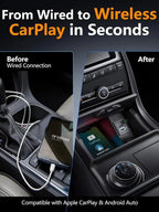 2-in-1 Mini Wireless CarPlay Adapter for Apple CarPlay & Android