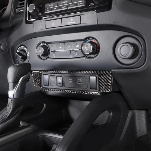 For Nissan Frontier 2022 - 2024 ABS Carbon Fiber Center Button USB Panel Cover Trim