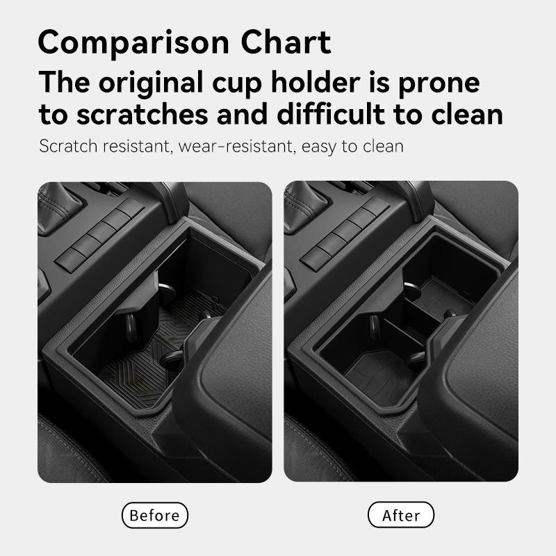 Center Console Cup Holder Inserts for 2024–2026 Toyota Tacoma Accessories – Middle Console & Rear Armrest Cup Holders, Non-Slip TPE Drink Holder Protectors & Organizers, Black (2-Piece Set)