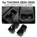 Center Console Cup Holder Inserts for 2024–2026 Toyota Tacoma Accessories – Middle Console & Rear Armrest Cup Holders, Non-Slip TPE Drink Holder Protectors & Organizers, Black (2-Piece Set)